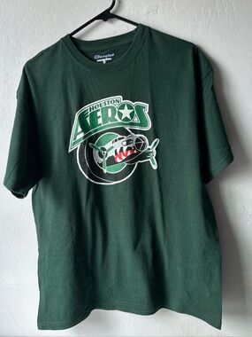 Champion Vintage 1990's Houston Aeros IHL 1994-2013 Hockey Green T-Shirt Size L